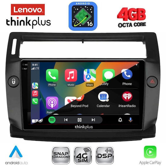 Lenovo Car Audio System for Citroen C4 2004-2011 (Bluetooth/USB/WiFi/GPS/Apple CarPlay/Android Auto) with 9" Touch Screen