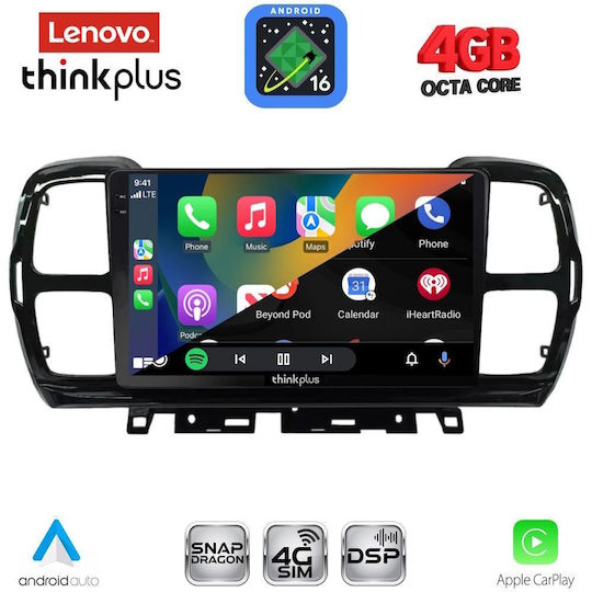 Lenovo Автомобилна Аудио Система за Citroen C5 Aircross 2017-2021 (Bluetooth/USB/Wi-Fi/GPS/Apple CarPlay/Android Auto) с Touch Screen 9"