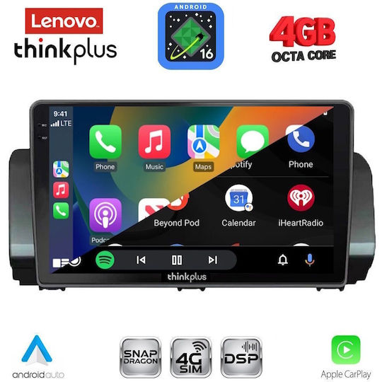 Lenovo Автомобилна Аудио Система за Dacia Logan / Sandero / Jogger 2020 (Bluetooth/USB/Вграден Wi-Fi /GPS/Apple CarPlay/Android Auto) с Touch Screen 10"