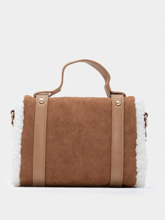 Fur Women's Satchel Bag Suede Beige