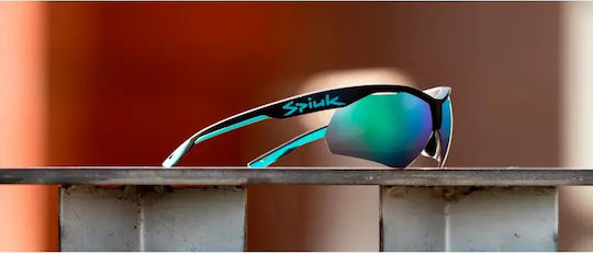 Spiuk Ochelari De Soare Sport Ventix K Negri-turcoaz 2 Lentile Oglindite Verzi/Transparente