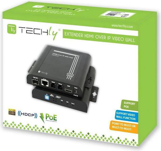 Techly Idata Extip-vw Over Ip Hdmi Extender Transmitter Vision Wall Function Poe