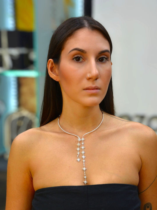 Mentzos Choker Silver With Zircon