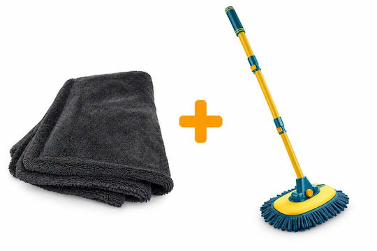Car Wash + Drying Kit Telescopic Brush 1200gsm Microfiber Towel
