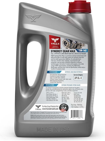 Triax Synergy Gear Max 75w-140 Gl-5 Ulei Diferențial Transmisie Limitată 3,78 L