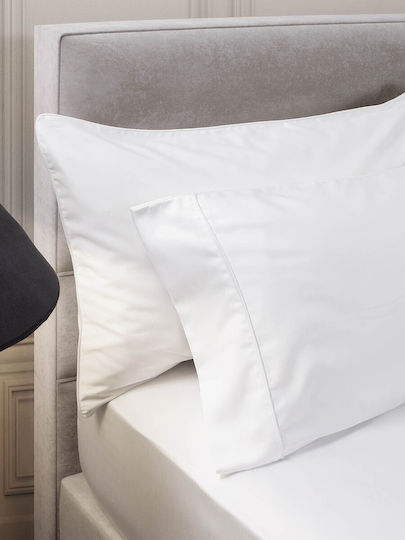 Aigaion Super-Double Bed Sheet Set With 2 Pillowcases With Rubber Hugger 160x200+40cm White (3 Pieces)