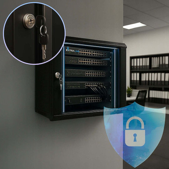 Extralink Επιτοίχια Καμπίνα Rack 4U Μαύρο