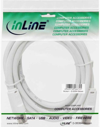 InLine Cablu de antenă Coaxial de sex masculin - Coaxial de sex feminin Alb 2m 69402 1buc