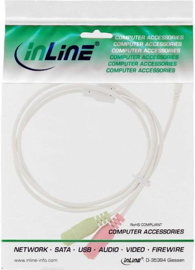 InLine 3.5mm Male to 2x 3.5mm Female Audio Cable White 1m 99301W