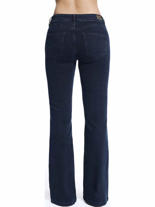 Pantaloni Jean Damă Cu Talie Joasă, Croială Bootcut