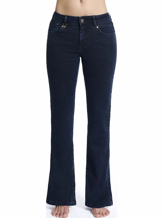 Pantaloni Jean Damă Cu Talie Joasă, Croială Bootcut