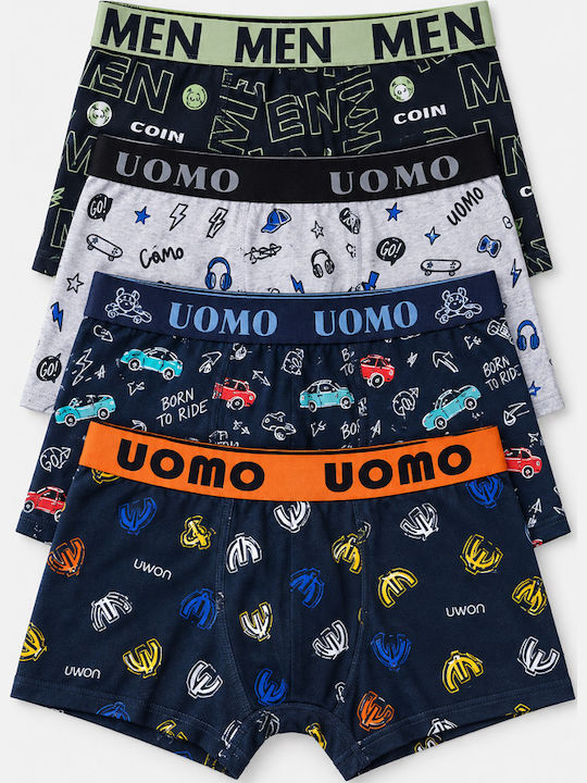 Uomo Σετ Παιδικά Μποξεράκια 4τμχ Multicolor
