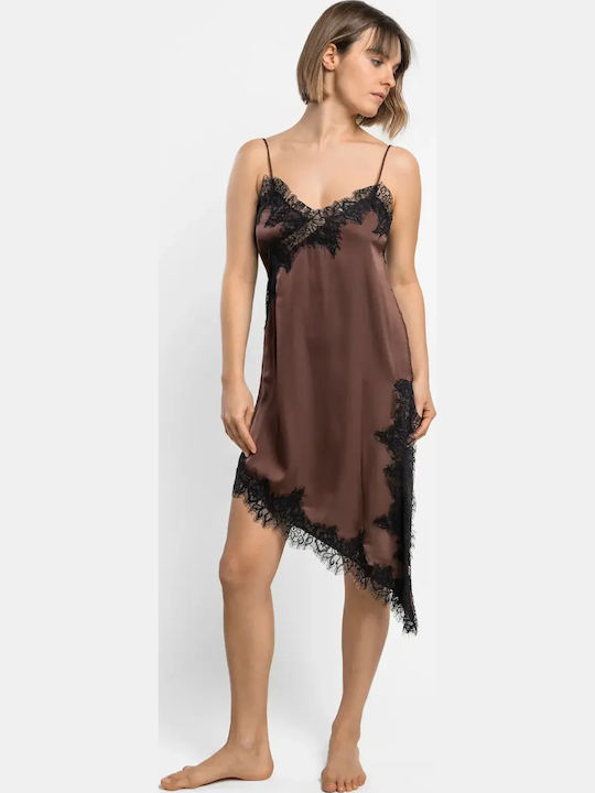 Admas Sommerliches Damen-Nachthemd Braun Admas Sommerliches Damen-Nachthemd Braun