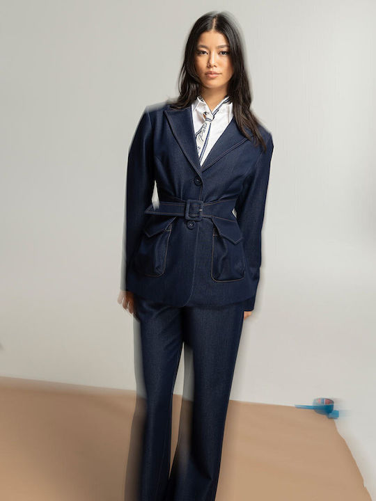 Hermosa Sabina Sacou de damă scurt Navy Blue Hermosa Sabina Sacou de damă scurt Navy Blue