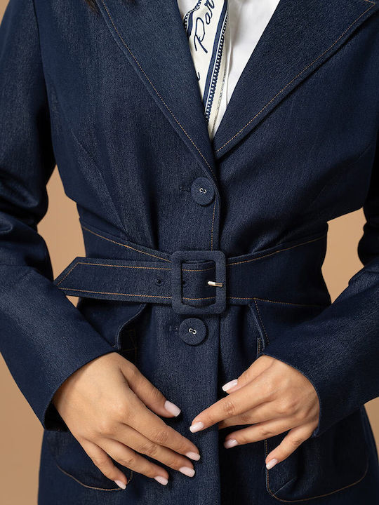 Hermosa Sabina Sacou de damă scurt Navy Blue