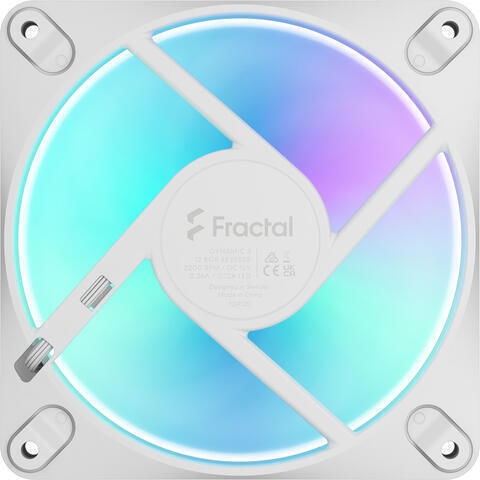 Fractal Design Dynamic 3 - 12 Обратен Перкa Вентилатор за Кутия 120mm (2200rpm / 63.9cfm) с RGB Осветление и Свързване 3-Pin / 4-Pin PWM Бял