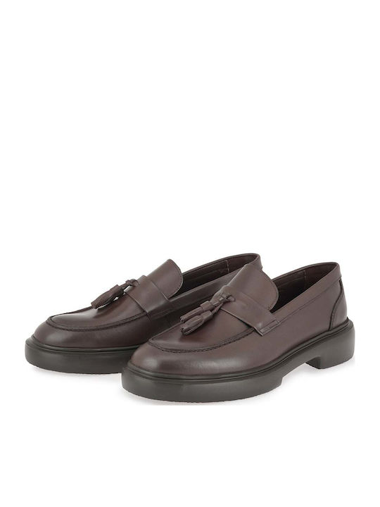 Δερμάτινα Ανδρικά Loafers σε Καφέ Χρώμα