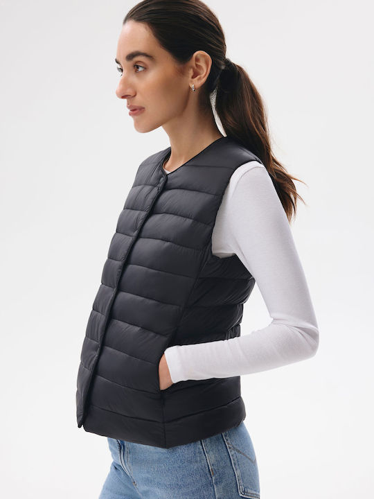Women's Sleeveless Jacket for Spring/Autumn Black