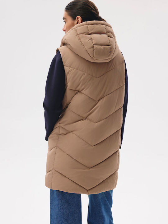 Lange Damenjacke für Frühling/Herbst Beige