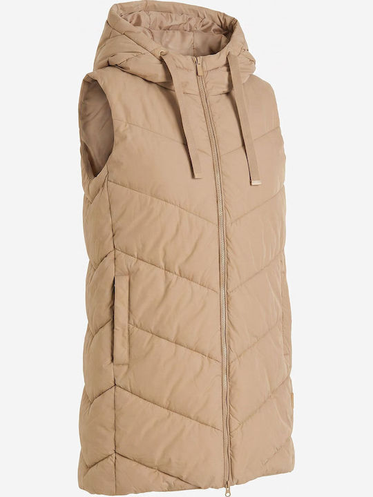 Lange Damenjacke für Frühling/Herbst Beige