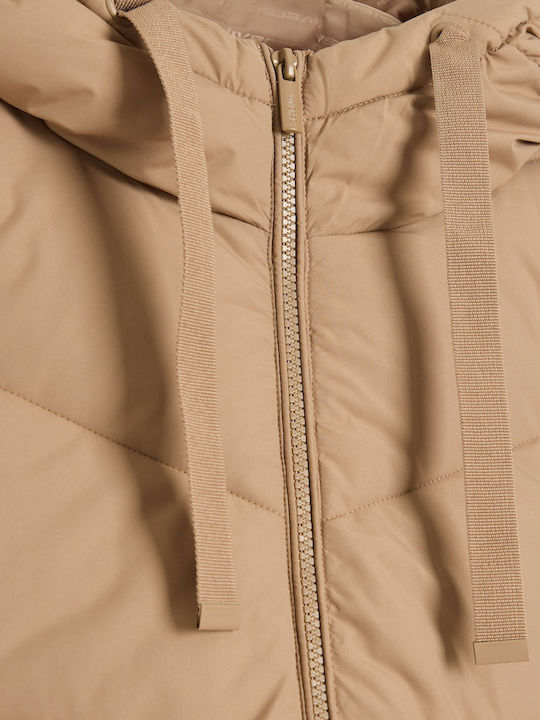 Lange Damenjacke für Frühling/Herbst Beige