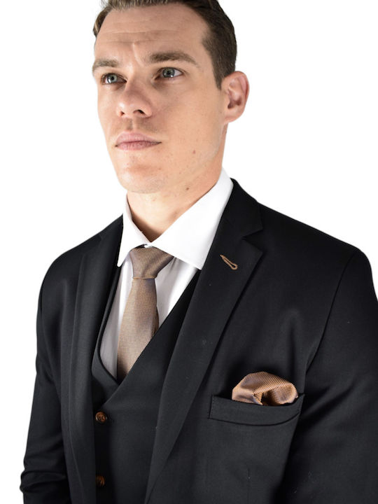 Men's Suit with Vest Black