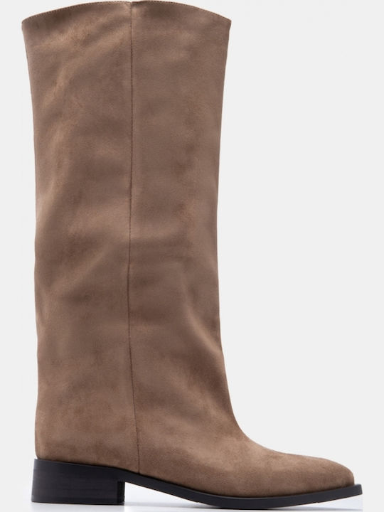 Suede Women's Boots Beige