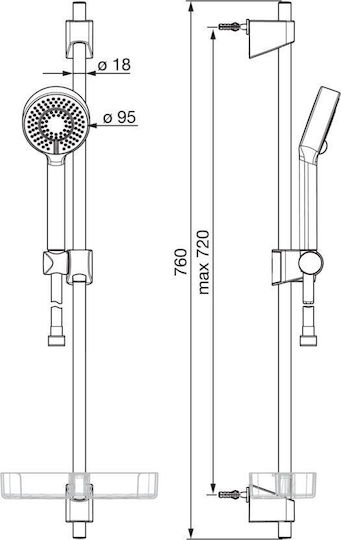 Oras Slide Bar with Handheld Showerhead and Spiral