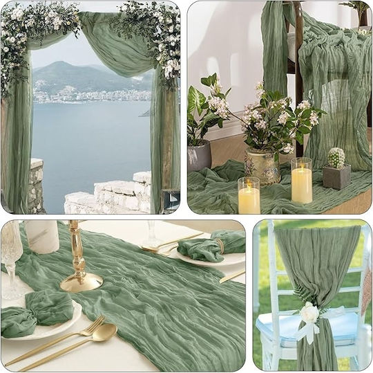 Runner Cheesecloth Salvie Verde 90x300 cm