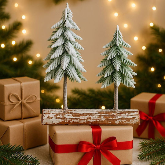 Weihnachtsaccessoires Lean Schneeweiße Tannen 34 x 28 cm