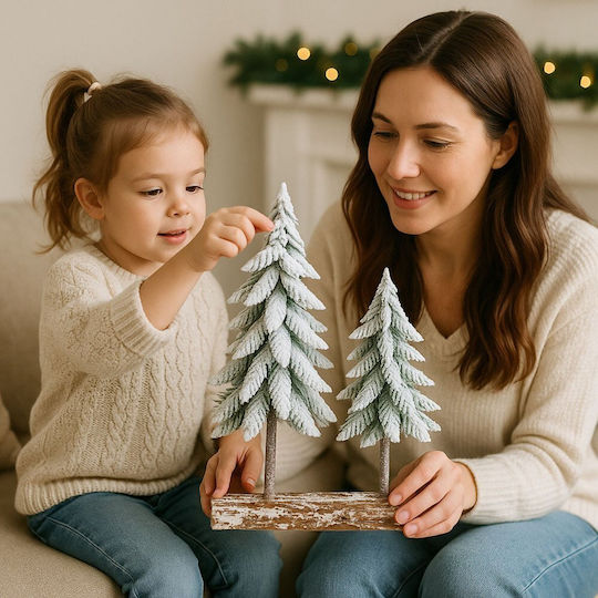 Weihnachtsaccessoires Lean Schneeweiße Tannen 34 x 28 cm
