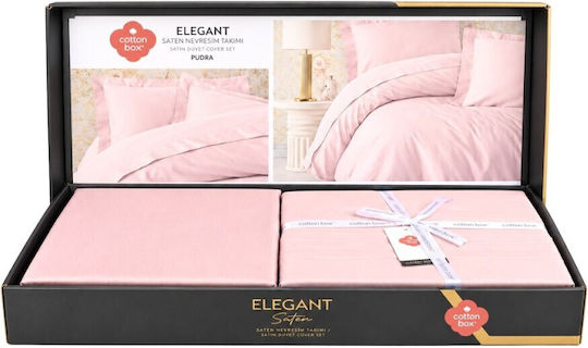 Cottonbox Set Huse Pentru Pilote 160x220cm Simplă Cu Față De Pernă Și 1 Cearșaf Elegant Roz Pudrat