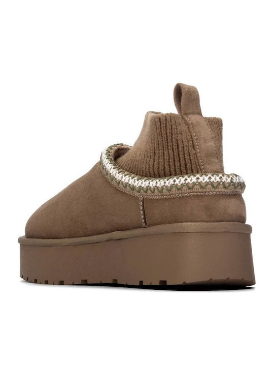 Suede Women's Ankle Boots Brown