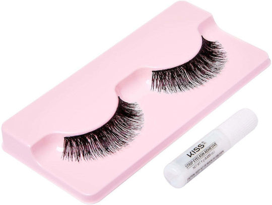 Kiss Natural Lashes Βλεφαρίδες Amorous Μαύρες Amorous με Κόλλα