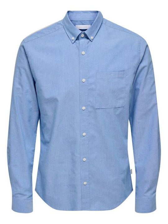 Long Sleeve Shirt in Narrow Fit Cashmere Blue