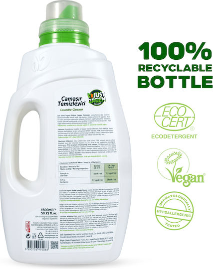 Just Green Organic Течен препарат за пране за бели дрехи 1.5lt