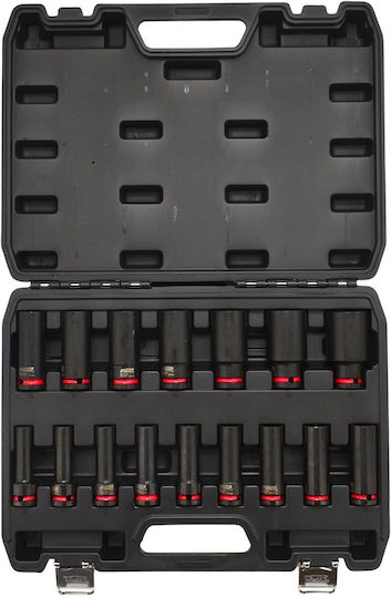 AWTools Steckdosen Lange mit Rahmen Gastgeber 1/2" Set 16Stücke