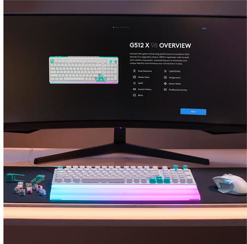 G512X Гейминг Механична Клавиатура 98% с RGB Осветление (Английски US) Бяла