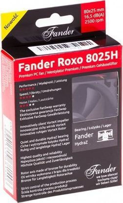 Fander Roxo 8025H Вентилатор за кутия Без светодиоди Осветление и Свързване 3-Pin