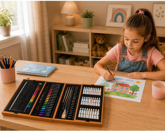 Lean Toys Set de Papetărie pentru Copii cu Creion, Ascuțitoare și Radieră