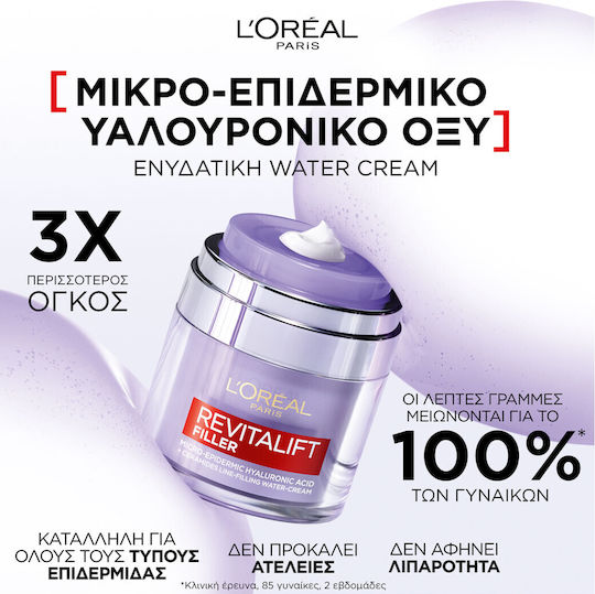 L'Oreal Paris Revitalift Filler Хидратиращ и Противостареещ Крем за Лице с Хиалуронова Киселина 50ml