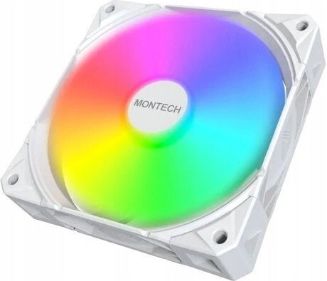 Montech E28 ARGB Gehäuselüfter 120mm (2000rpm / 85,09cfm) mit ARGB Beleuchtung und Verbindung 4-Pin PWM 3 Stück Weiße