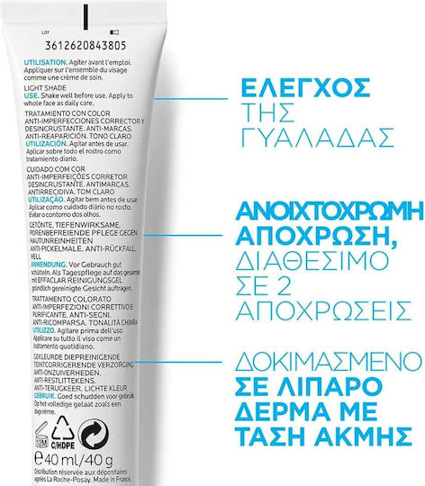 La Roche Posay Effaclar Duo (+) Unifiant Light 24h Regulating Tinted Day Face Cream Against Blemishes & Acne with Niacinamide 40ml