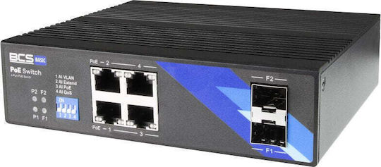 BCS BCS-B-ISP04G-2SFP Verwalteter L2 PoE+ Schalter mit 4 Gigabit (1Gbps) Ethernet-Ports