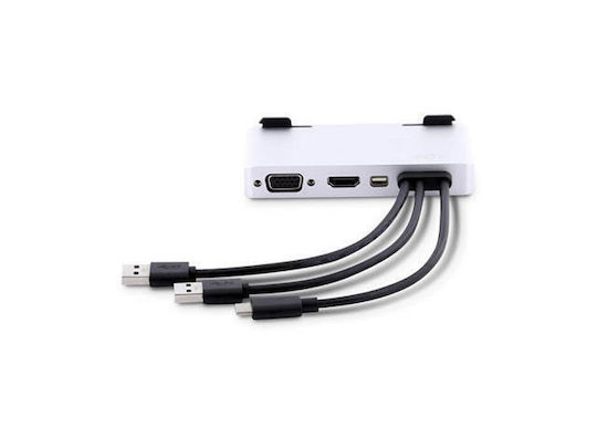 LMP Dock Pro USB-A / USB-C Dockingstationen mit HDMI/DisplayPort 4K und Verbindung 2 Monitore Silber