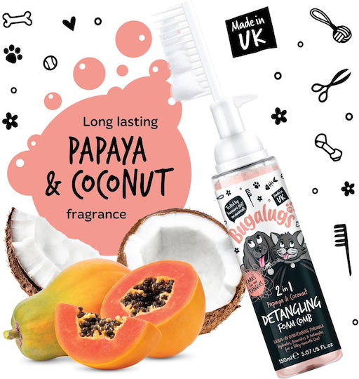 Detangling Foam & Conditioning 2 in 1 Built-in Comb Papaya & Coconut Dogs & Cats 150ml