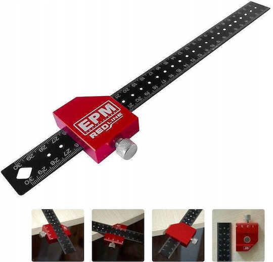 EPM Metallischer Lineal 30cm Rot