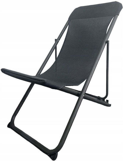 Genway Black Steel Beach Sunbed 52x77x90cm