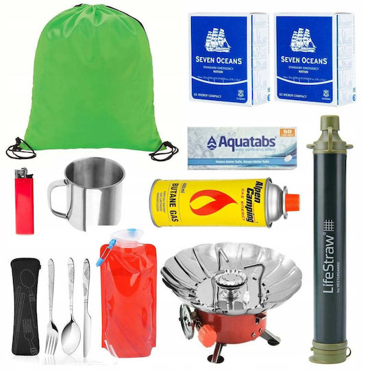 vidaXL Rucsac de Evacuare + Set de Echipament pentru Cort Readypack X2 Sac de Dormit pentru Alimente Readypack X2 Negru