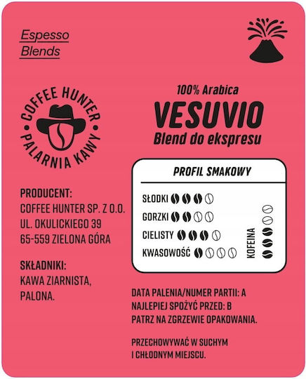 Coffee Hunter Cafea Espresso Arabica Ciocolată Boabe 250g
